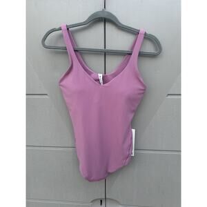 Lululemon Align Bodysuit Contour Tight Fit Thong Built Shelf Bra Violet Rose Sz8